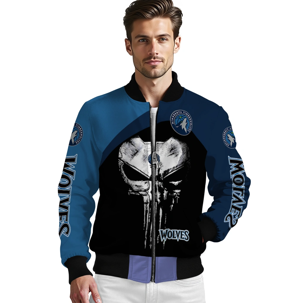 minnesota timberwolves edgy mask midnight blue black bomber jacket high quality minnesota timberwolves edgy mask midnight blue black bomber jacket high quality