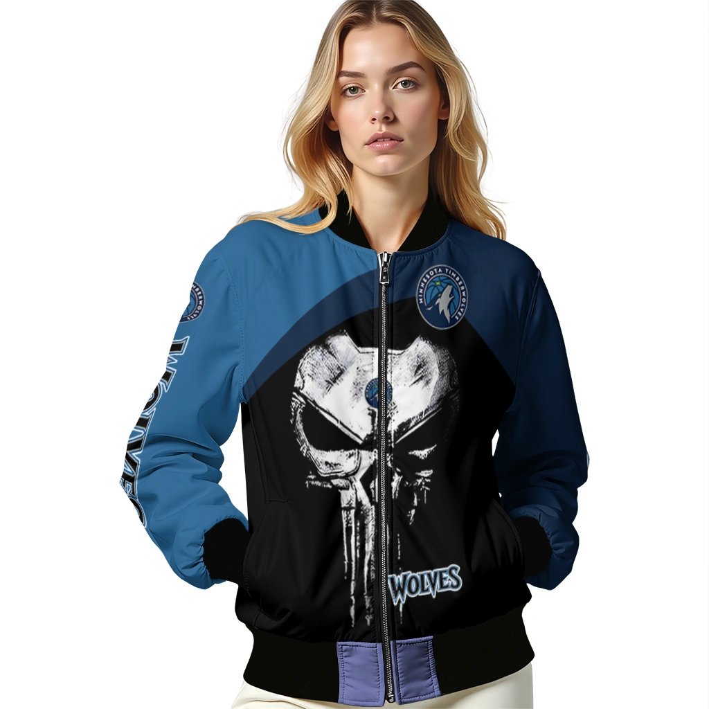 minnesota timberwolves edgy mask midnight blue black bomber jacket latest model minnesota timberwolves edgy mask midnight blue black bomber jacket latest model