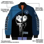 minnesota timberwolves edgy mask midnight blue black bomber jacket best selling