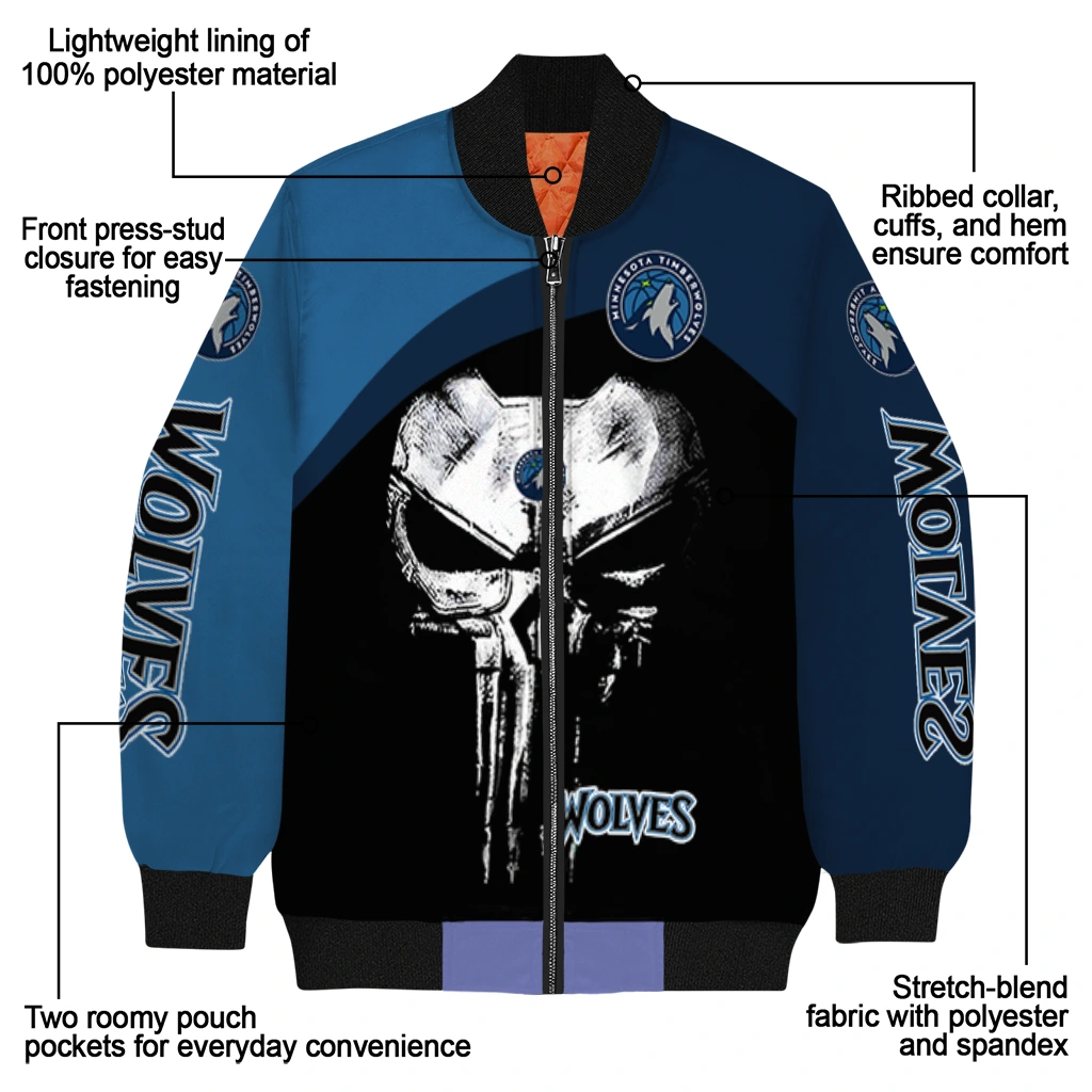 minnesota timberwolves edgy mask midnight blue black bomber jacket new arrival minnesota timberwolves edgy mask midnight blue black bomber jacket new arrival