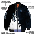 minnesota timberwolves edgy scratch effect midnight blue black bomber jacket best selling