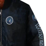 minnesota timberwolves edgy scratch effect midnight blue black bomber jacket best selling
