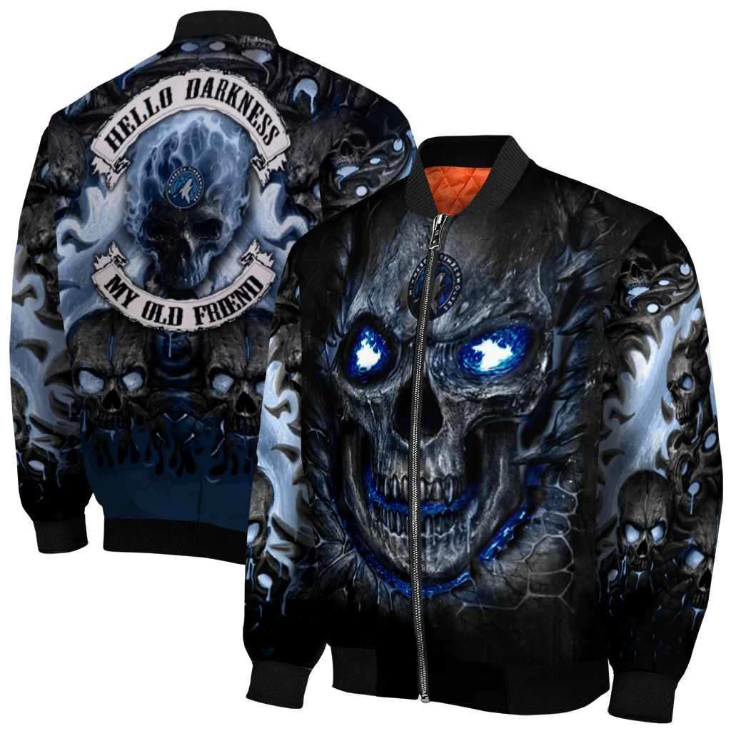 minnesota timberwolves inferno skull midnight blue black bomber jacket best selling minnesota timberwolves inferno skull midnight blue black bomber jacket best selling