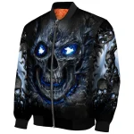minnesota timberwolves inferno skull midnight blue black bomber jacket best selling