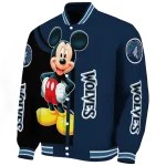 minnesota timberwolves mickey mouse midnight blue varsity jacket best selling