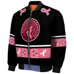 minnesota timberwolves pink ribbon black pink bomber jacket best selling