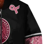 minnesota timberwolves pink ribbon black pink bomber jacket best selling