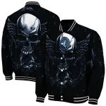 minnesota timberwolves skull bite midnight blue black varsity jacket best selling