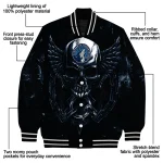 minnesota timberwolves skull bite midnight blue black varsity jacket best selling