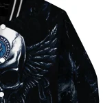 minnesota timberwolves skull bite midnight blue black varsity jacket best selling