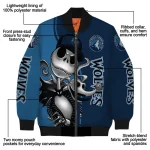 minnesota timberwolves spooky grin midnight blue bomber jacket best selling