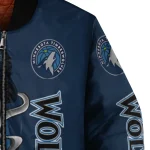 minnesota timberwolves spooky grin midnight blue bomber jacket best selling