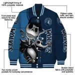 minnesota timberwolves spooky grin midnight blue varsity jacket best selling
