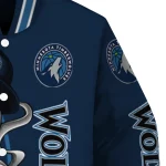 minnesota timberwolves spooky grin midnight blue varsity jacket best selling