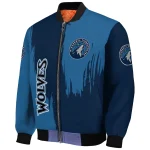 minnesota timberwolves urban mark midnight blue bomber jacket best selling