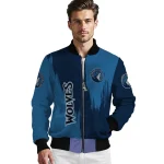 minnesota timberwolves urban mark midnight blue bomber jacket best selling