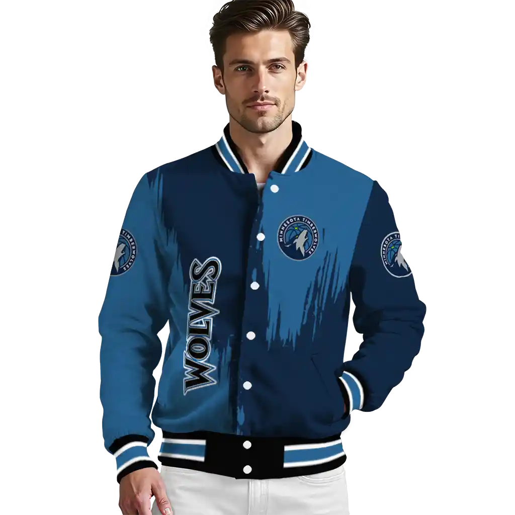 minnesota timberwolves urban mark midnight blue varsity jacket high quality minnesota timberwolves urban mark midnight blue varsity jacket high quality