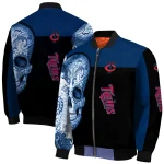 minnesota twins intricate skull navy black bomber jacket best selling