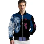 minnesota twins intricate skull navy black bomber jacket best selling