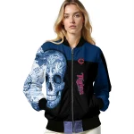 minnesota twins intricate skull navy black bomber jacket best selling