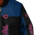 minnesota twins intricate skull navy black bomber jacket best selling