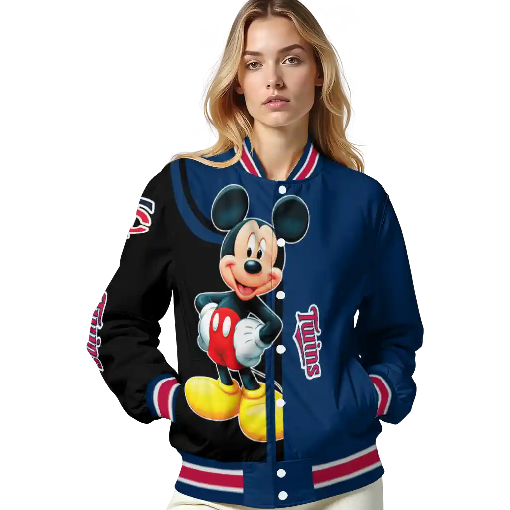 minnesota twins mickey mouse navy varsity jacket latest model minnesota twins mickey mouse navy varsity jacket latest model