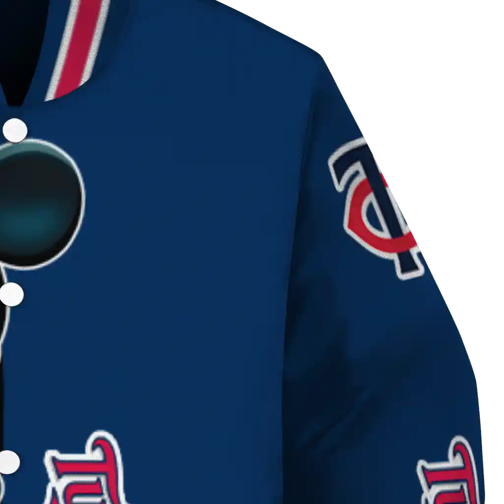 minnesota twins mickey mouse navy varsity jacket premium grade minnesota twins mickey mouse navy varsity jacket premium grade