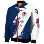 minnesota twins ripped bolt navy white bomber jacket best selling