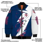 minnesota twins ripped bolt navy white bomber jacket best selling