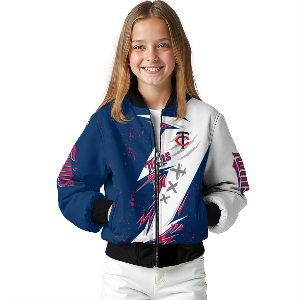 minnesota twins ripped bolt navy white bomber jacket top rated minnesota twins ripped bolt navy white bomber jacket top rated
