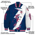 minnesota twins ripped bolt navy white varsity jacket best selling