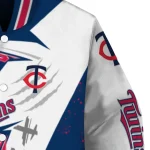 minnesota twins ripped bolt navy white varsity jacket best selling