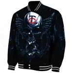 minnesota twins skull bite navy black varsity jacket best selling