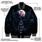 minnesota twins skull bite navy black varsity jacket best selling