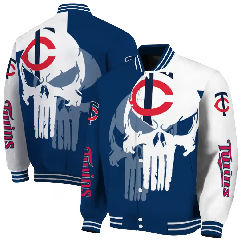 minnesota twins skull outline navy white varsity jacket fashion forward minnesota twins skull outline navy white varsity jacket fashion forward