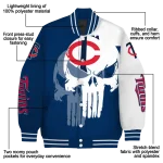 minnesota twins skull outline navy white varsity jacket best selling