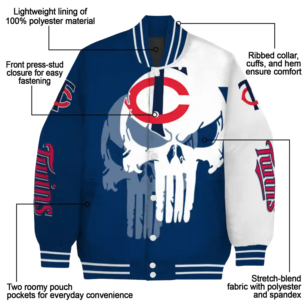 minnesota twins skull outline navy white varsity jacket new arrival minnesota twins skull outline navy white varsity jacket new arrival
