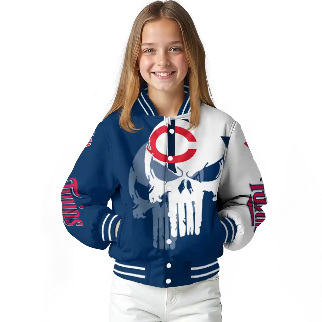minnesota twins skull outline navy white varsity jacket top rated minnesota twins skull outline navy white varsity jacket top rated