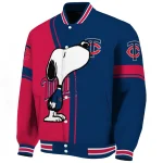 minnesota twins snoopy attitude navy varsity jacket best selling