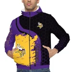 minnesota vikings hexagon paint purple black windbreaker jacket best selling