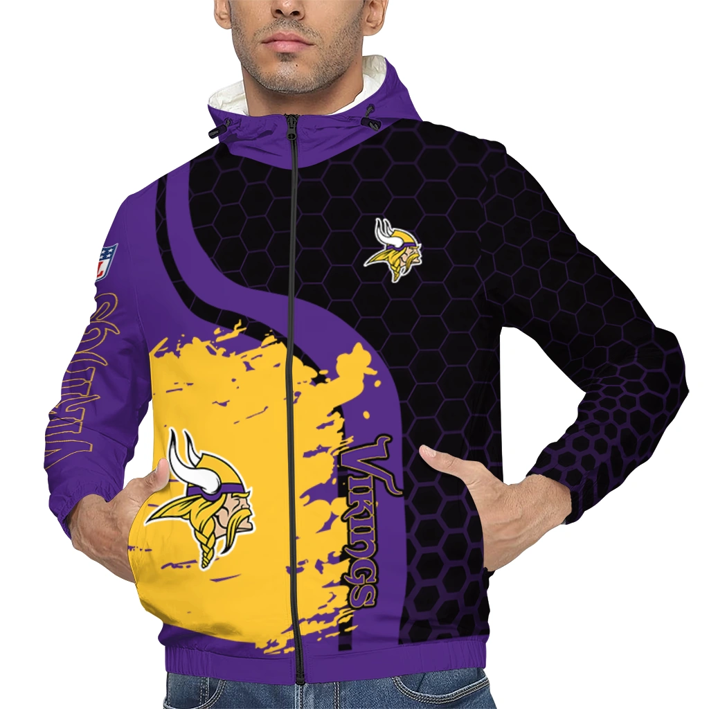 minnesota vikings hexagon paint purple black windbreaker jacket top rated minnesota vikings hexagon paint purple black windbreaker jacket top rated