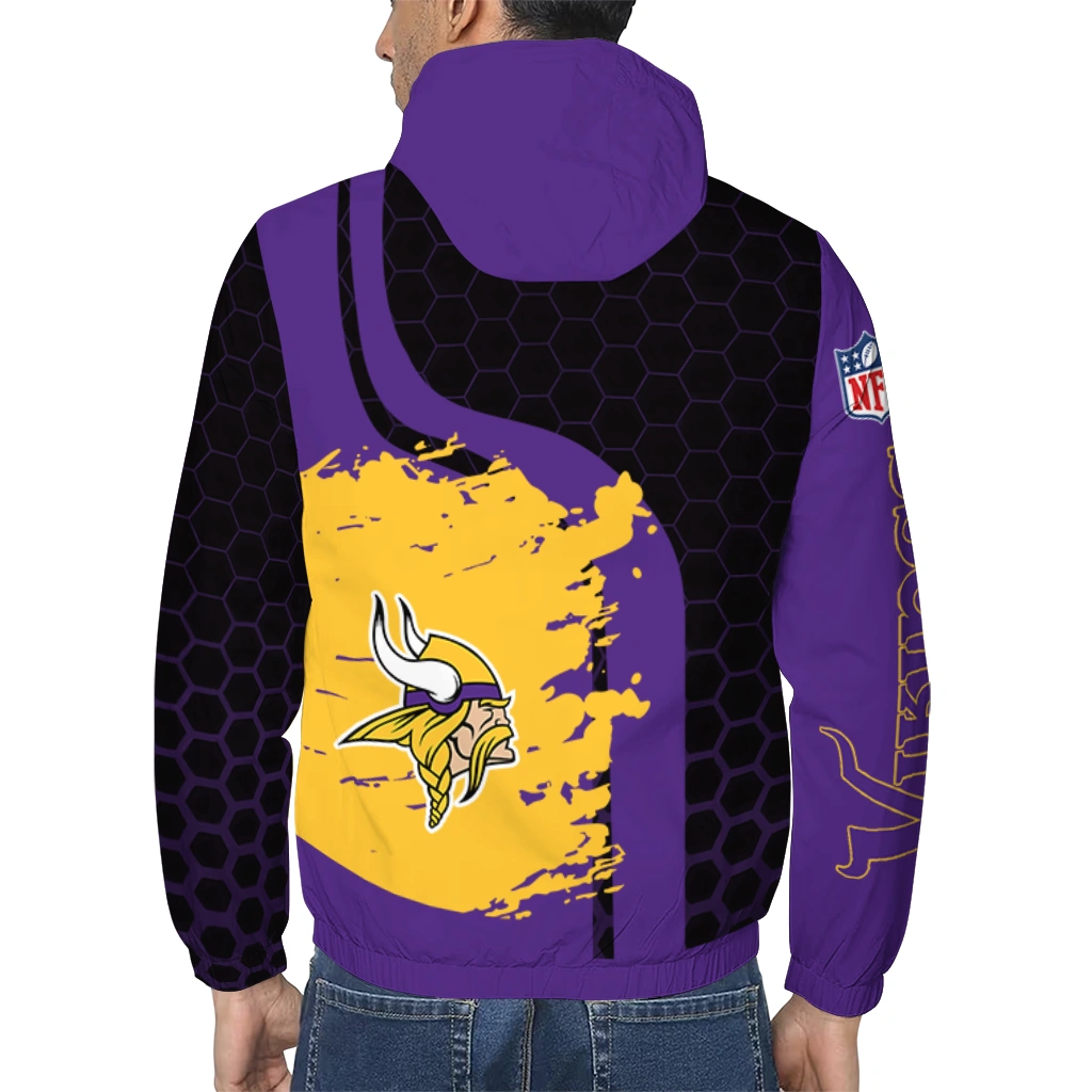 minnesota vikings hexagon paint purple black windbreaker jacket trendy minnesota vikings hexagon paint purple black windbreaker jacket trendy