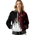 minnesota wild distressed slash red black varsity jacket best selling