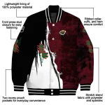 minnesota wild distressed slash red black varsity jacket best selling