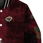 minnesota wild distressed slash red black varsity jacket best selling