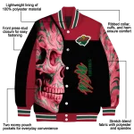 minnesota wild fire skull red black varsity jacket best selling