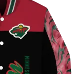 minnesota wild fire skull red black varsity jacket best selling