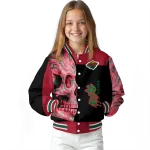 minnesota wild fire skull red black varsity jacket best selling