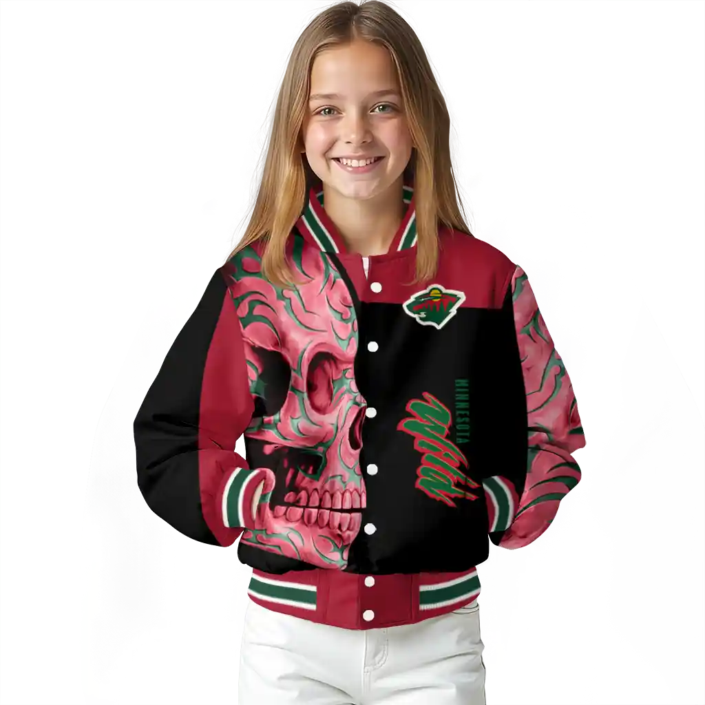 minnesota wild fire skull red black varsity jacket top rated minnesota wild fire skull red black varsity jacket top rated