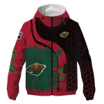 minnesota wild hex grid texture red black windbreaker jacket best selling
